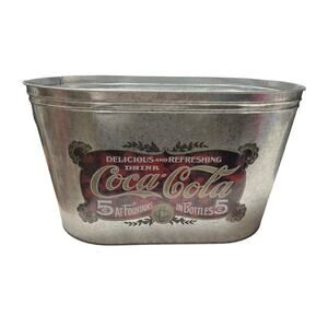 Vintage Coca-Cola Galvanized Metal Ice Tub 5 Cent Fountain Service